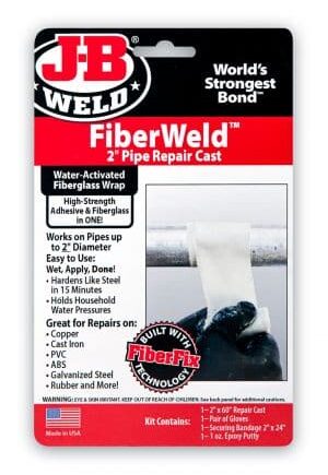 2 Pack JB Weld Fiber Weld 2" Pipe Repair Cast